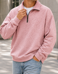 Mivanity Men's Textured Quarter Zip Pullover Casual Lightweight Stand Collar Sweatshirt