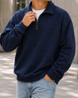 Mivanity Men's Textured Quarter Zip Pullover Casual Lightweight Stand Collar Sweatshirt