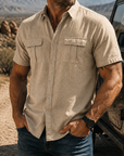 Mivanity Men's Textured Short Sleeve Button Up Shirt Casual Outdoor Workwear Top