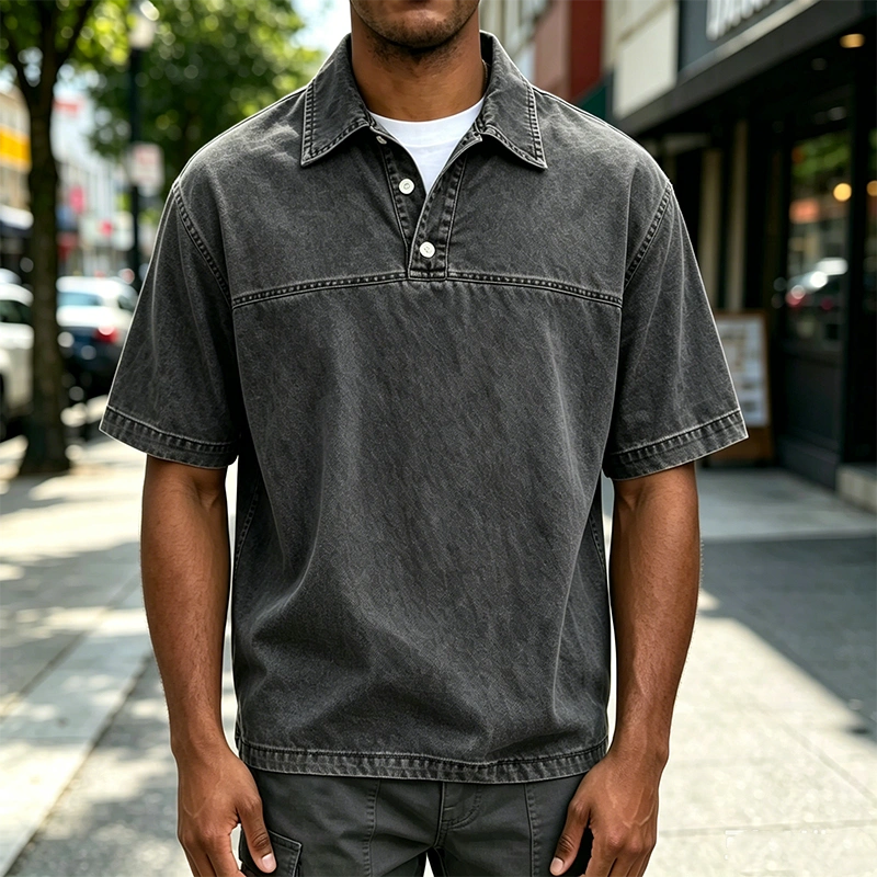 Mivanity Acid Wash Cotton Polo Shirts