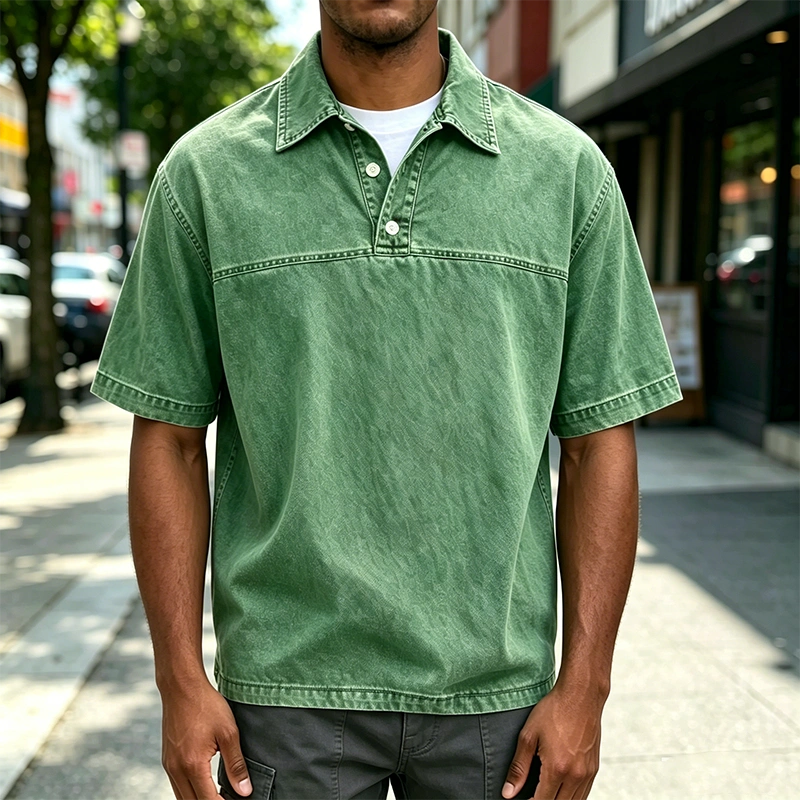 Mivanity Acid Wash Cotton Polo Shirts