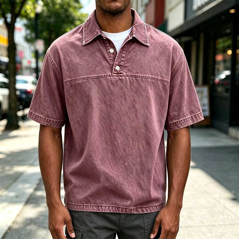 Mivanity Acid Wash Cotton Polo Shirts