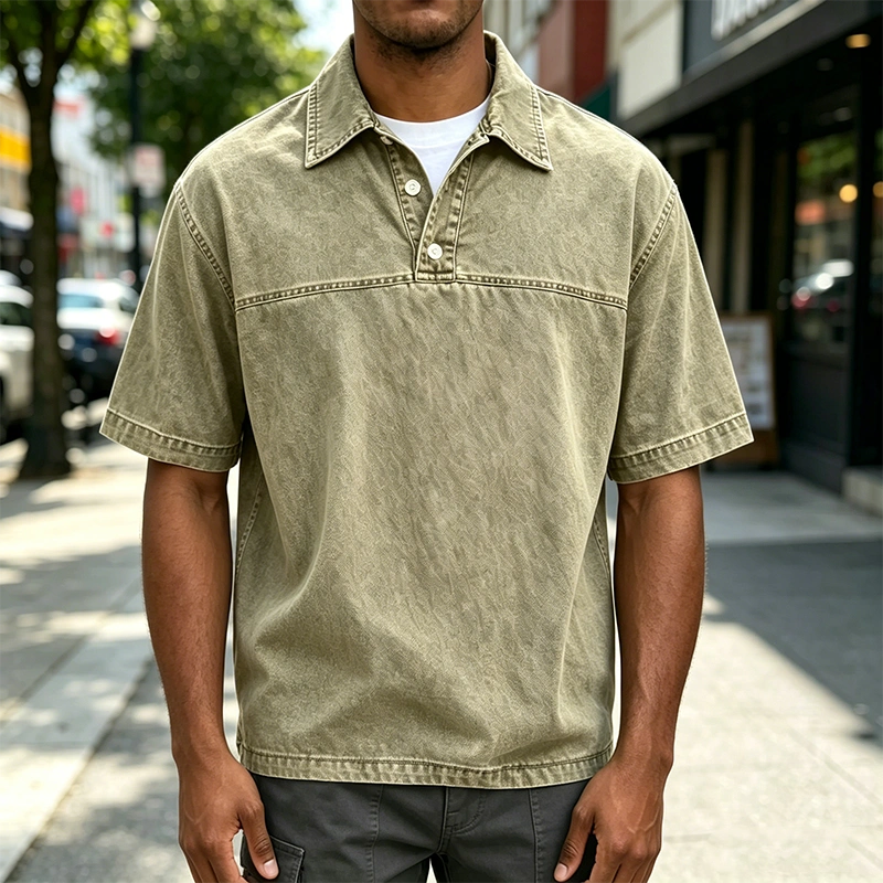 Mivanity Acid Wash Cotton Polo Shirts