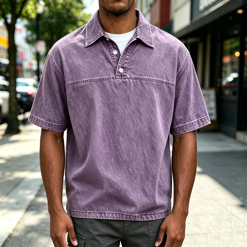 Mivanity Acid Wash Cotton Polo Shirts