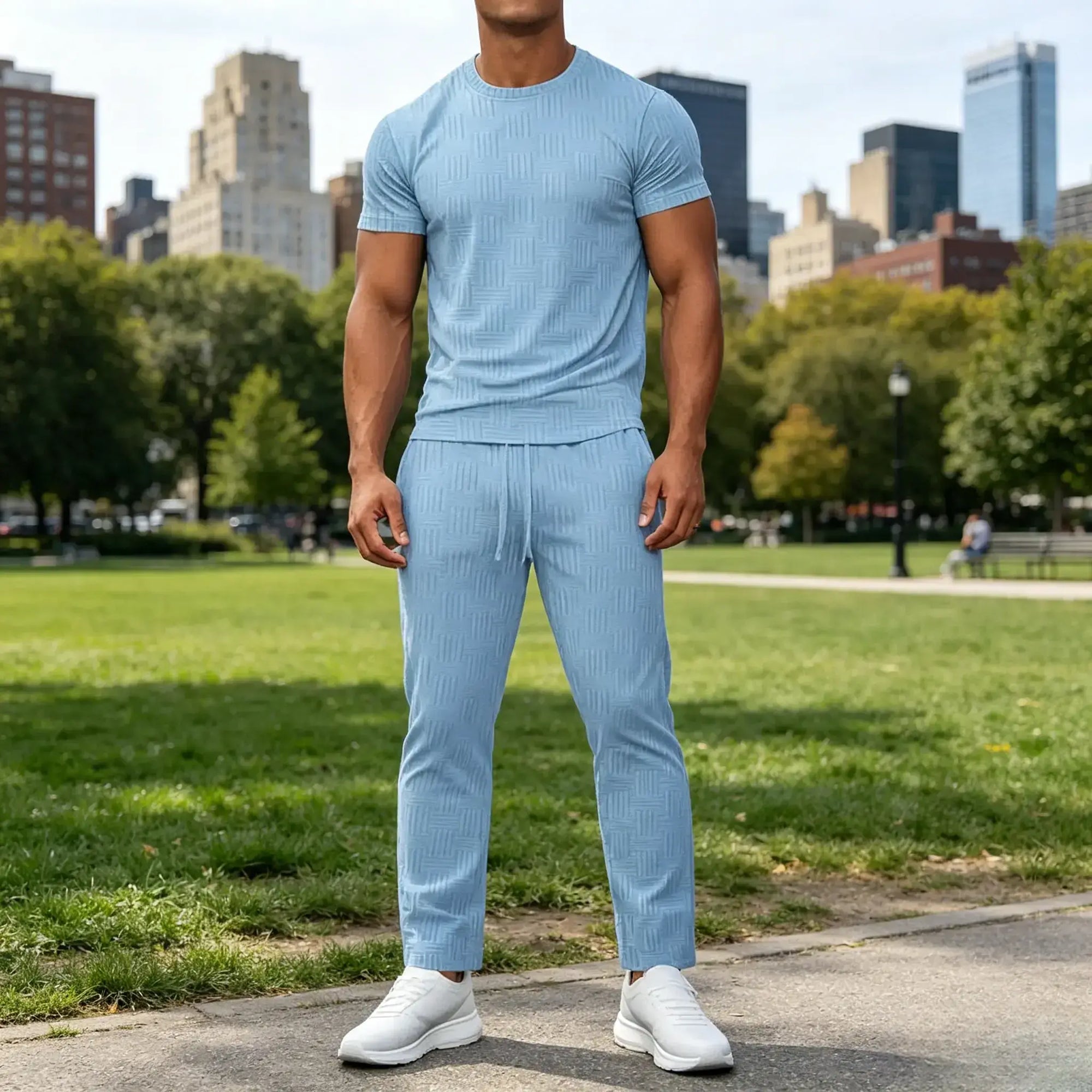 Mivanity Athleisure Jacquard T-Shirt Pants Sets