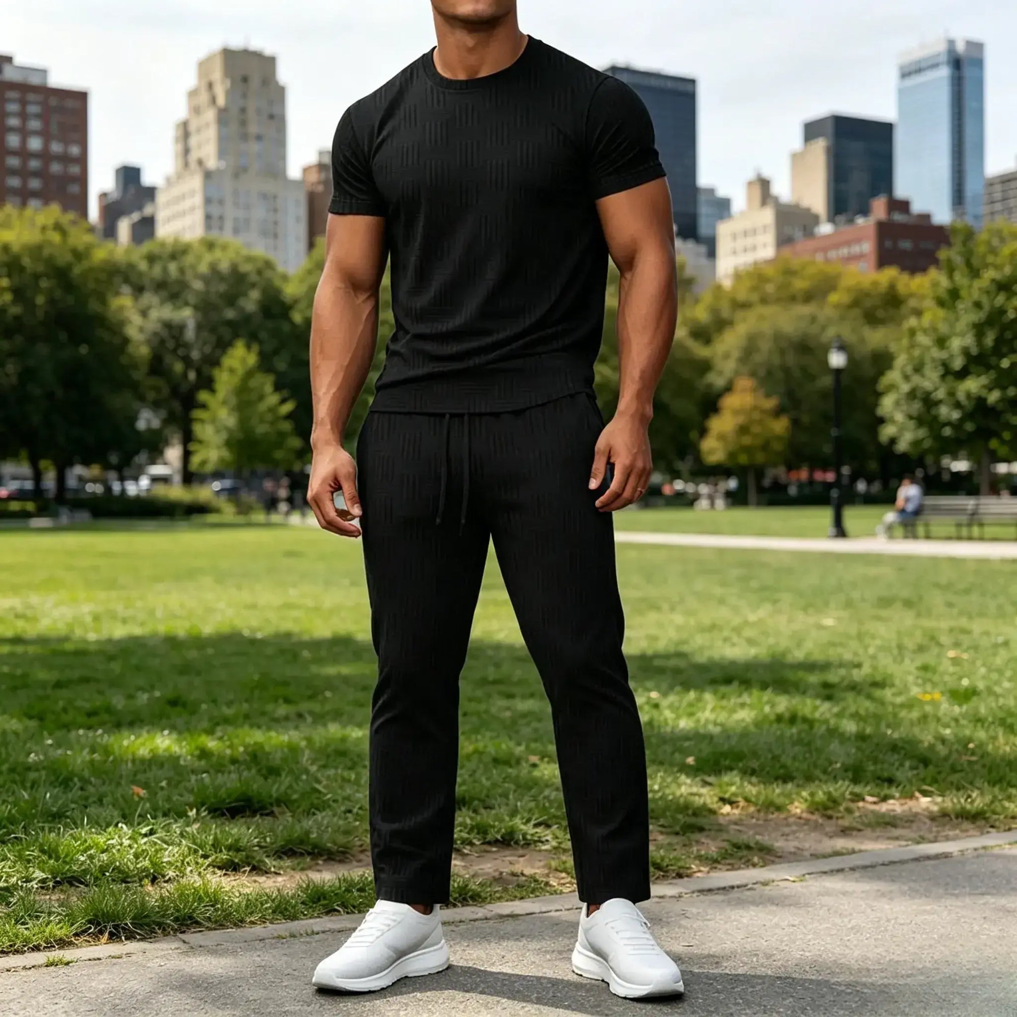 Mivanity Athleisure Jacquard T-Shirt Pants Sets