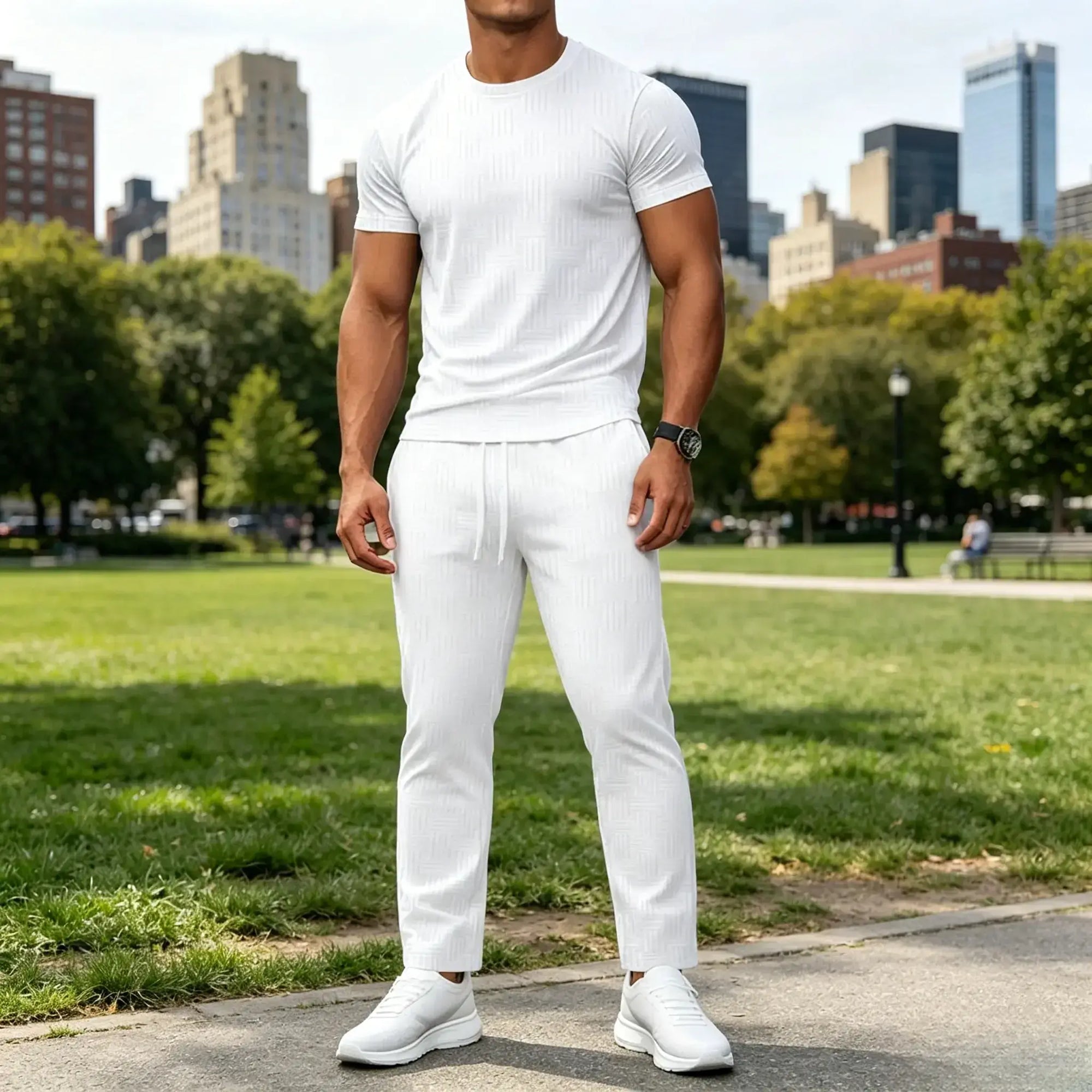 Mivanity Athleisure Jacquard T-Shirt Pants Sets