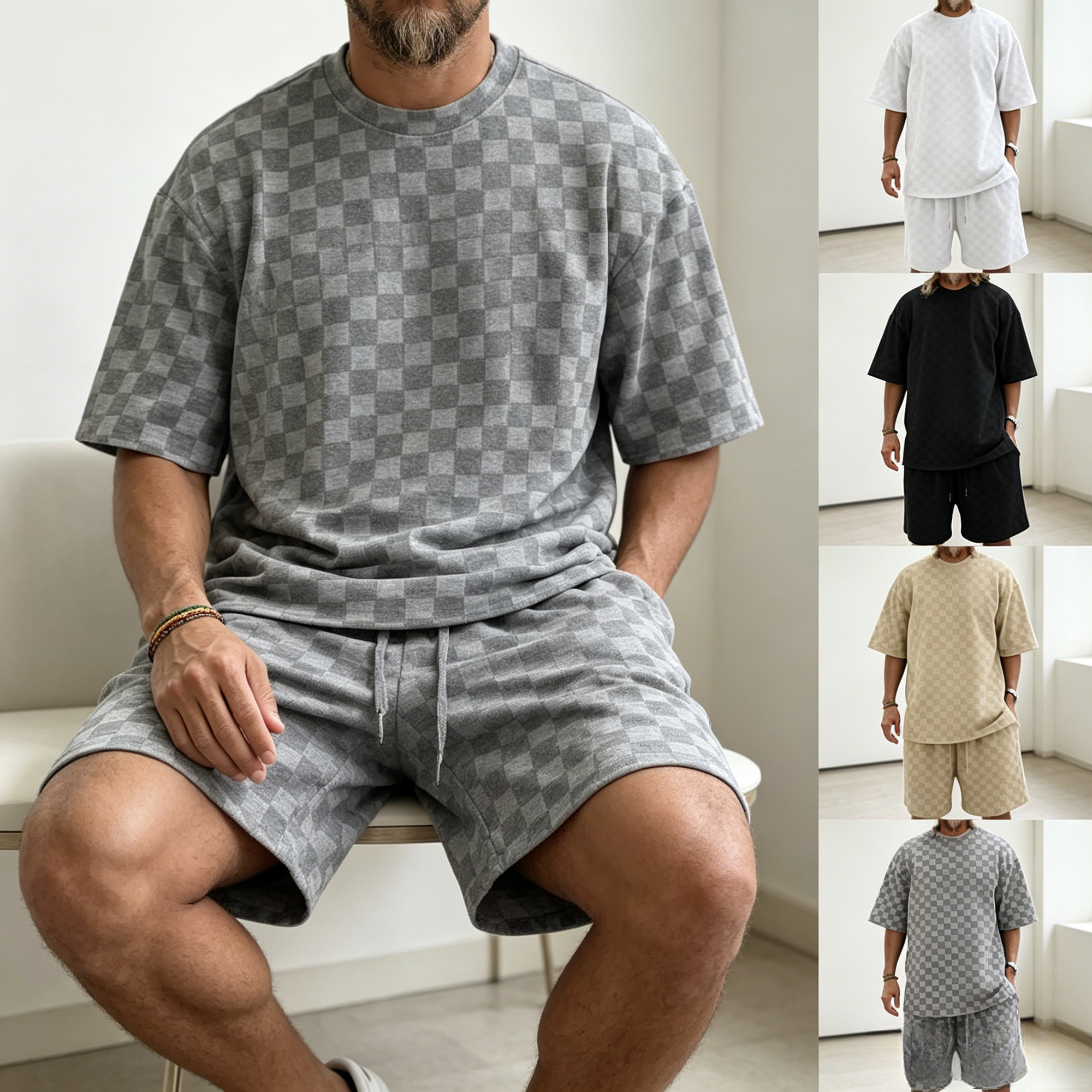 Mivanity Athleisure Plaid T-shirt Sets