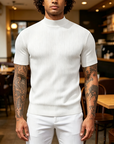 Mivanity Basic Mock Neck Knit Tee
