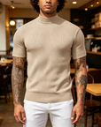Mivanity Basic Mock Neck Knit Tee
