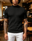 Mivanity Basic Mock Neck Knit Tee