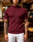 Mivanity Basic Mock Neck Knit Tee