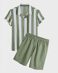 Mivanity Beach striped short-sleeve shorts sets