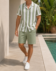 Mivanity Beach striped short-sleeve shorts sets