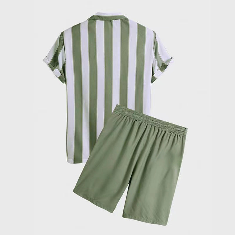 Mivanity Beach striped short-sleeve shorts sets