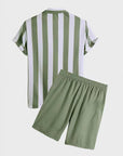 Mivanity Beach striped short-sleeve shorts sets