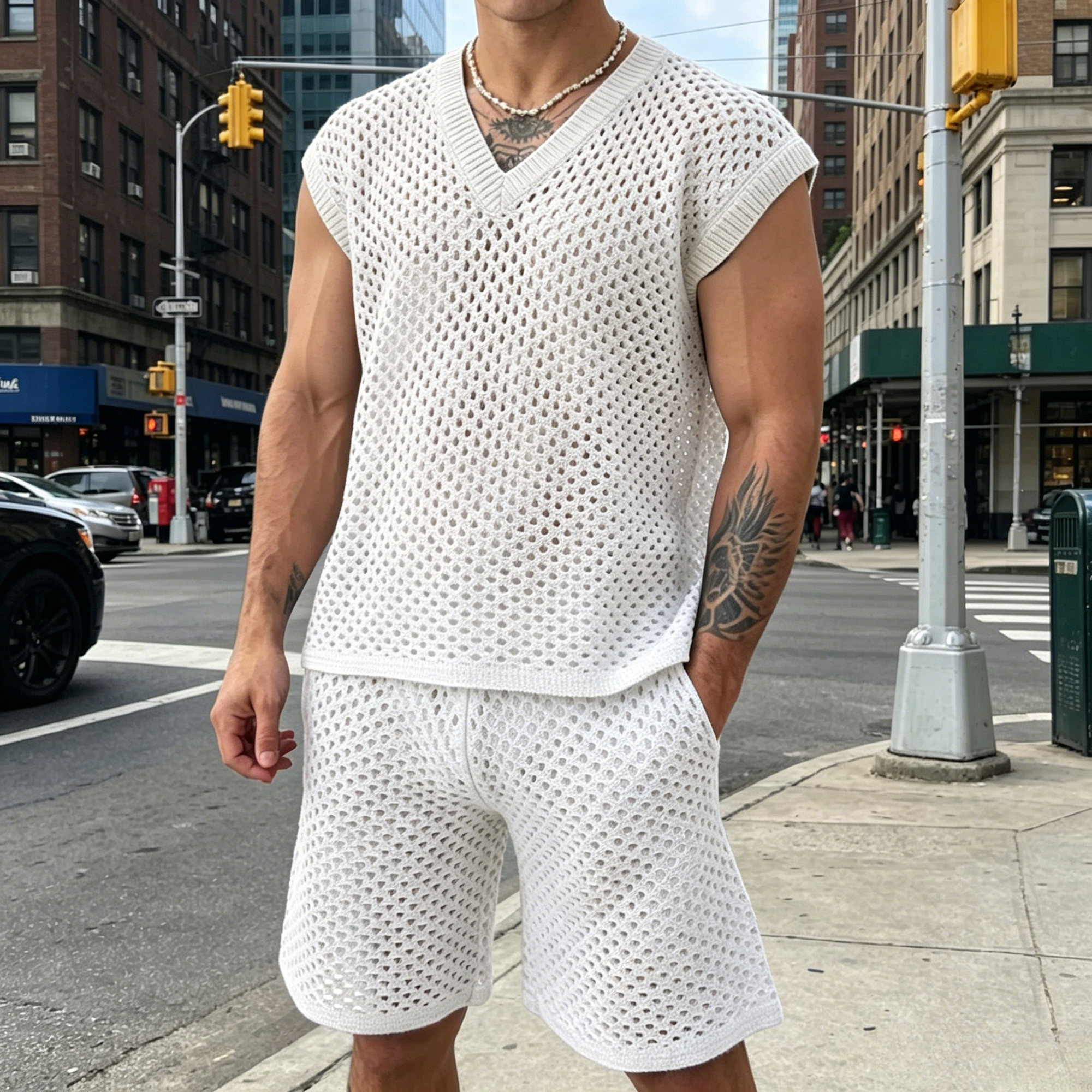 Mivanity Breathable Mesh Knit Casual Sets
