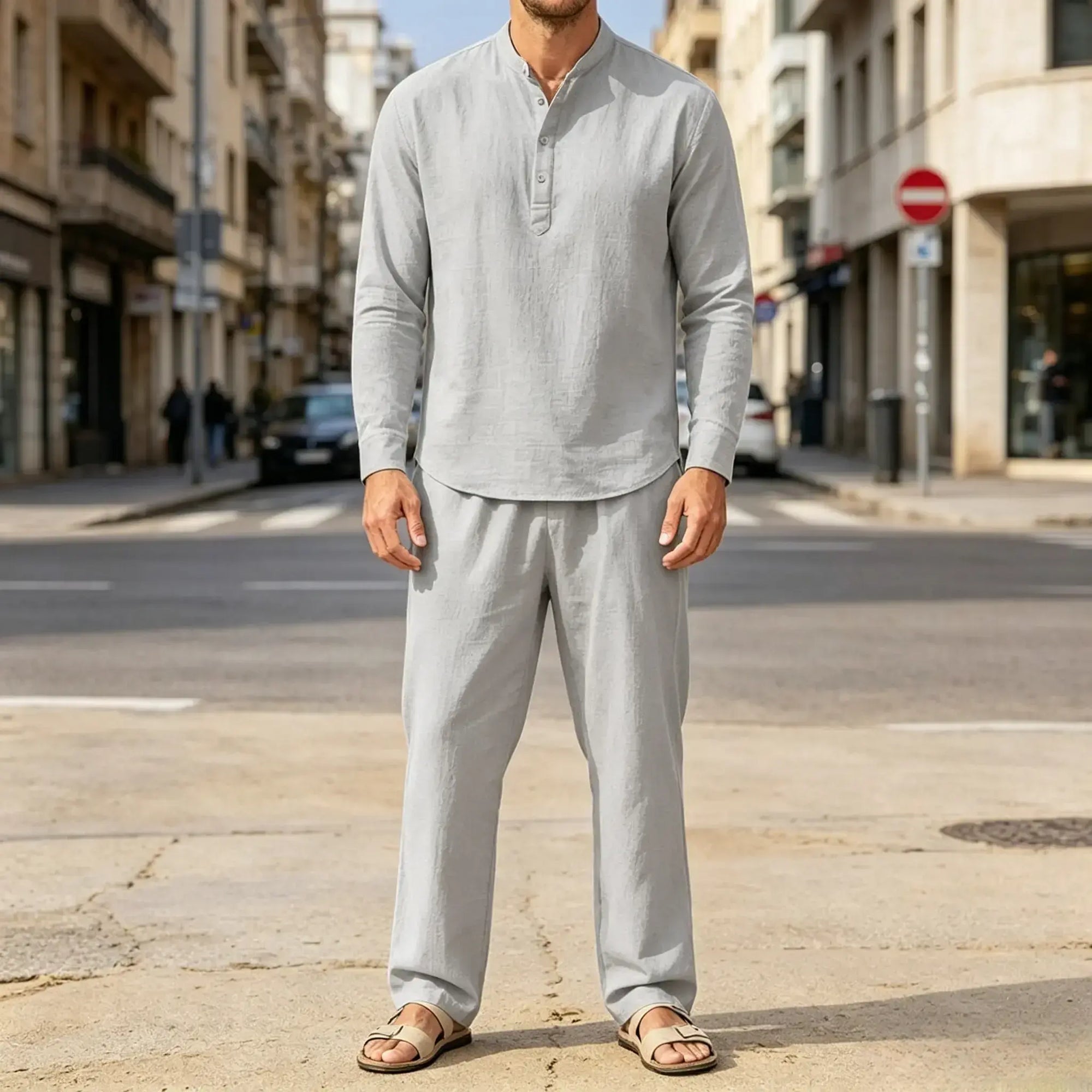 Mivanity Casual 2 Pieces Henley Shirts Sets