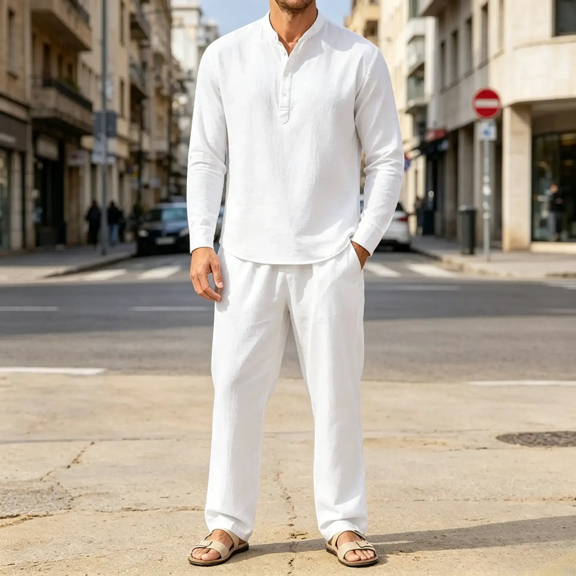 Mivanity Casual 2 Pieces Henley Shirts Sets