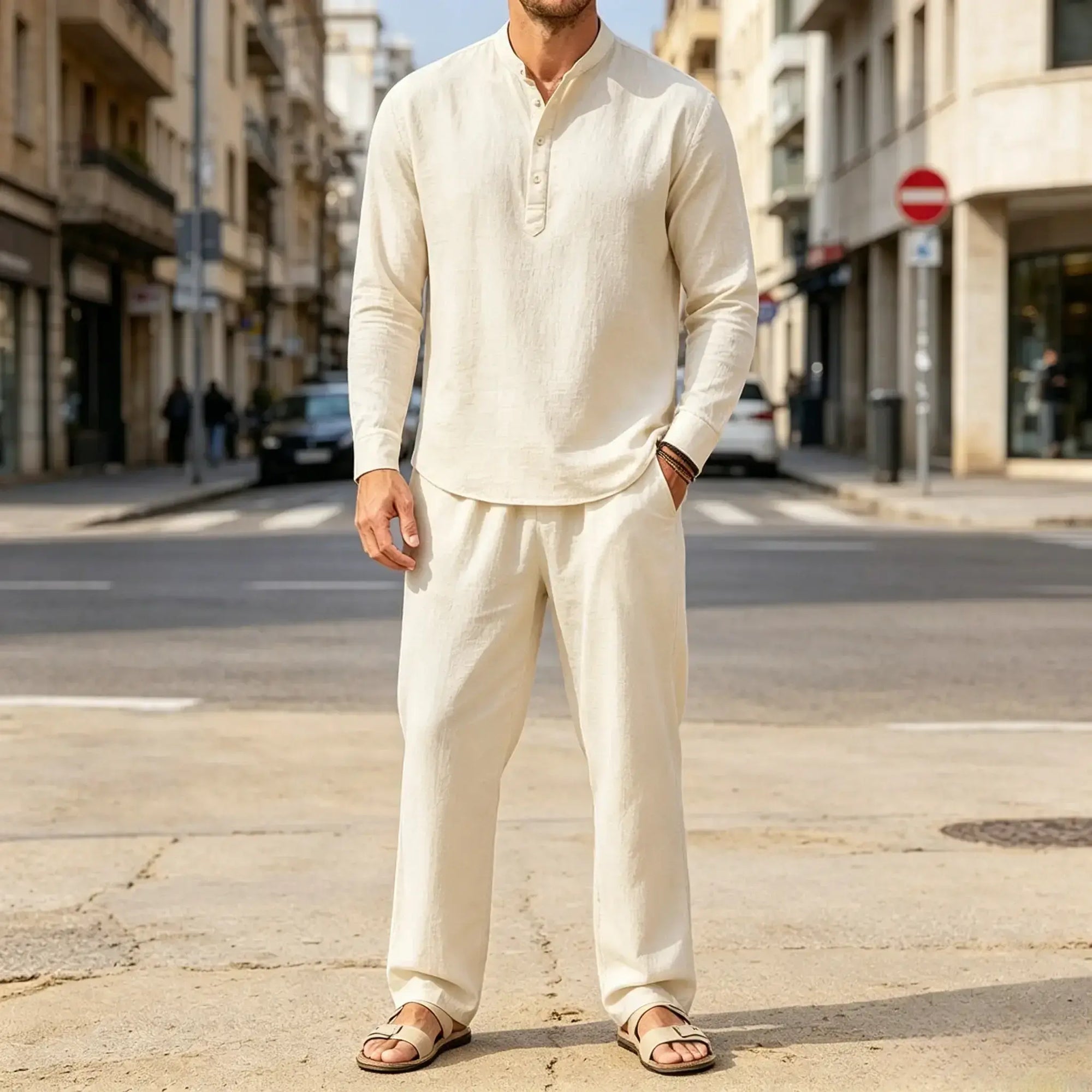 Mivanity Casual 2 Pieces Henley Shirts Sets