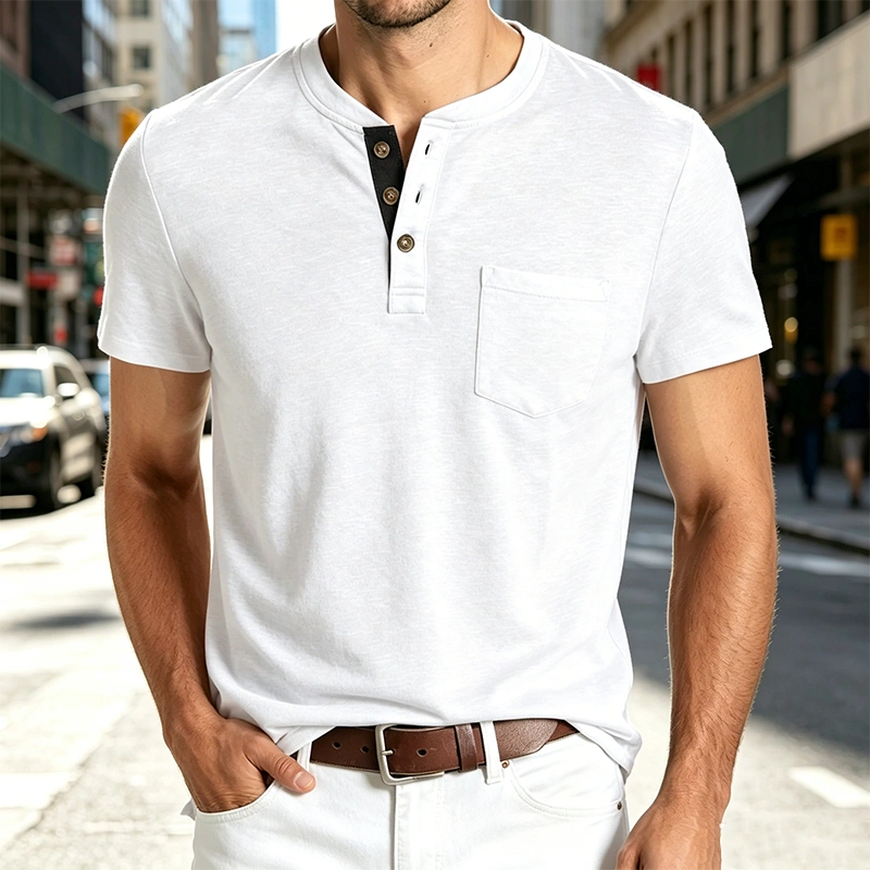 Mivanity Casual Basic Henley Shirts