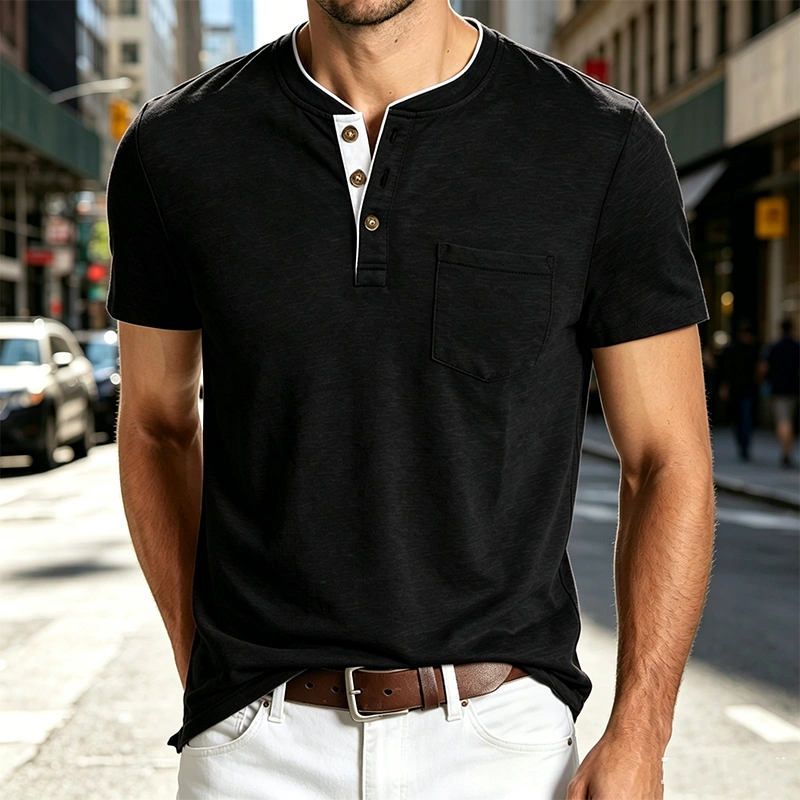 Mivanity Casual Basic Henley Shirts