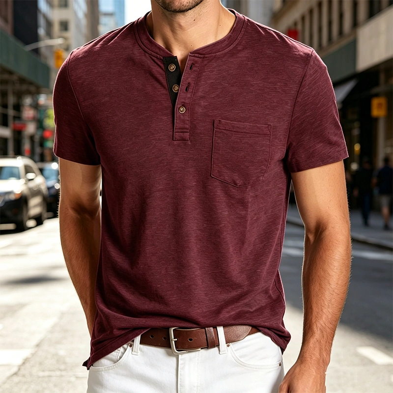 Mivanity Casual Basic Henley Shirts
