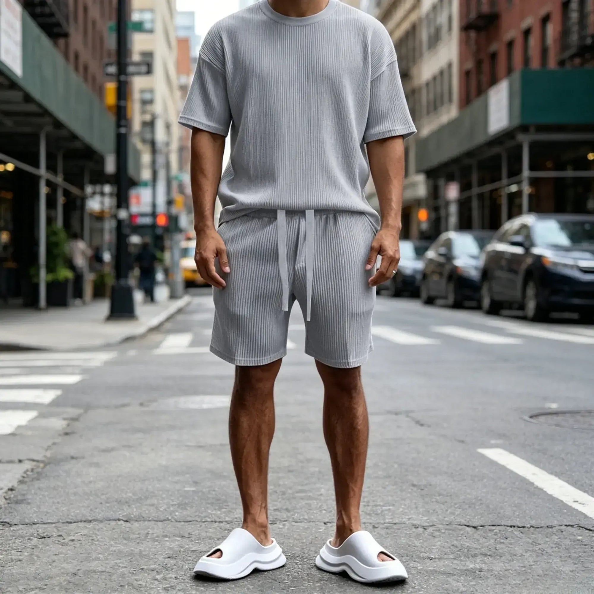 Mivanity Casual Breathable Pit Strip Tracksuit Sets