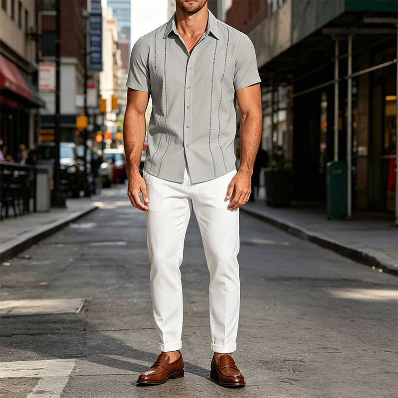 Mivanity Casual Button Down Cuban Guayabera Shirts