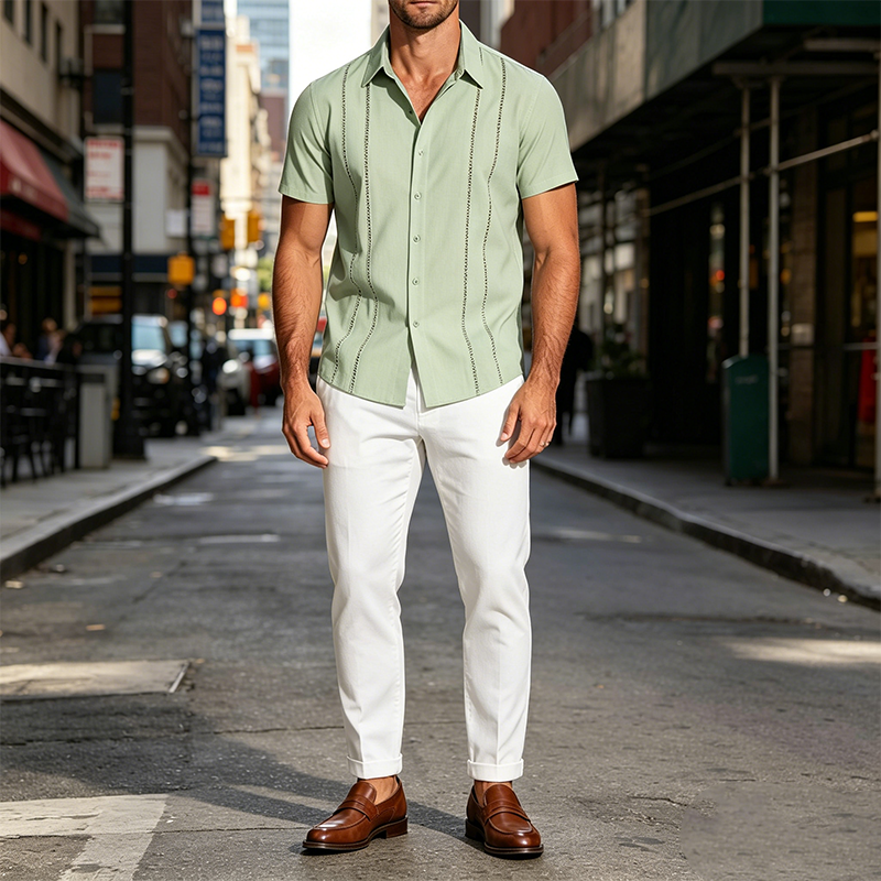Mivanity Casual Button Down Cuban Guayabera Shirts