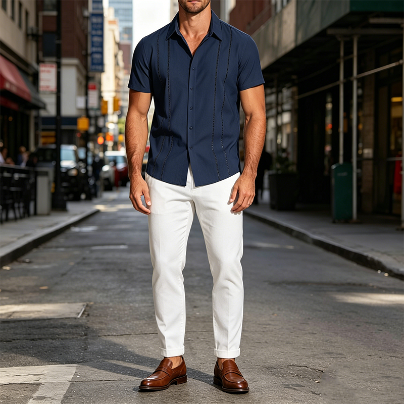 Mivanity Casual Button Down Cuban Guayabera Shirts