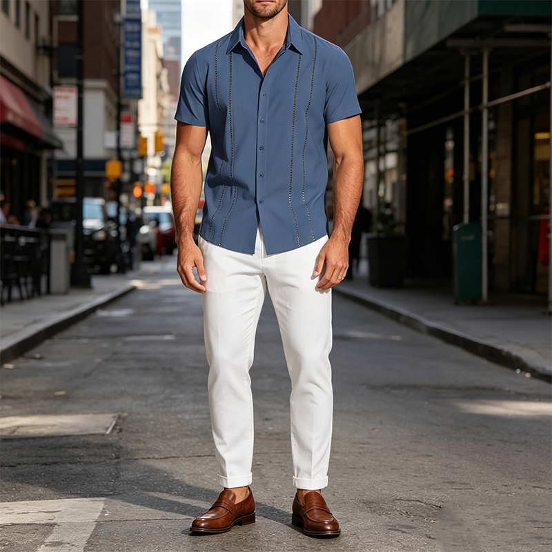 Mivanity Casual Button Down Cuban Guayabera Shirts