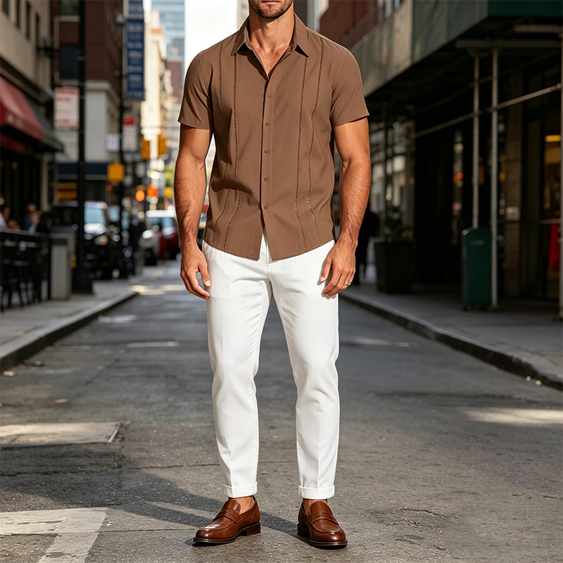 Mivanity Casual Button Down Cuban Guayabera Shirts