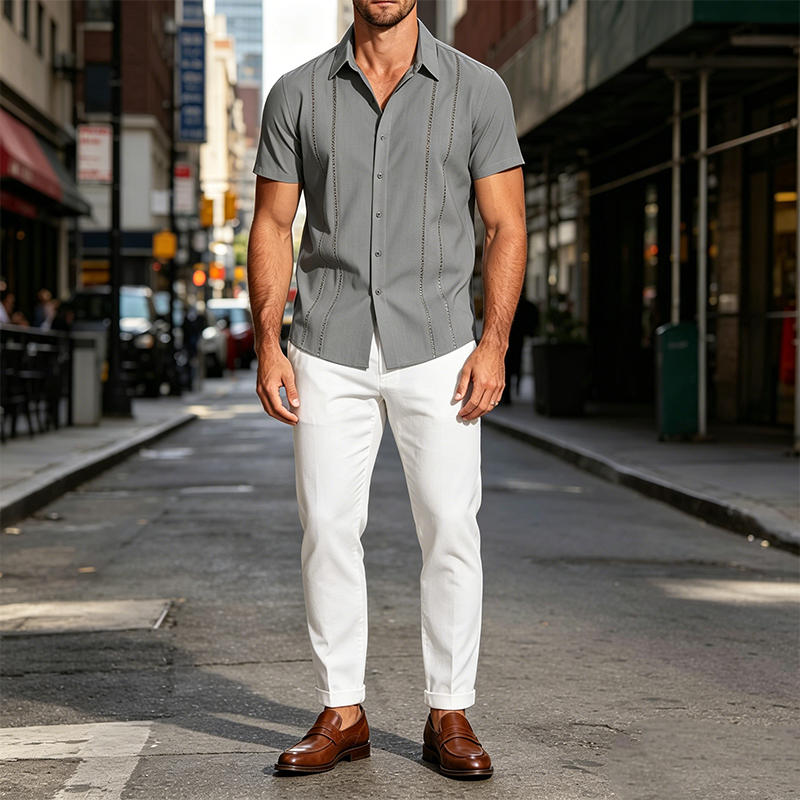 Mivanity Casual Button Down Cuban Guayabera Shirts