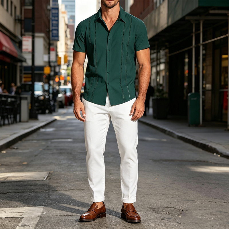 Mivanity Casual Button Down Cuban Guayabera Shirts