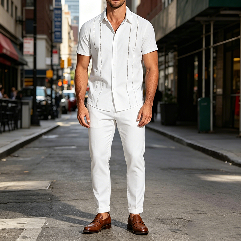 Mivanity Casual Button Down Cuban Guayabera Shirts
