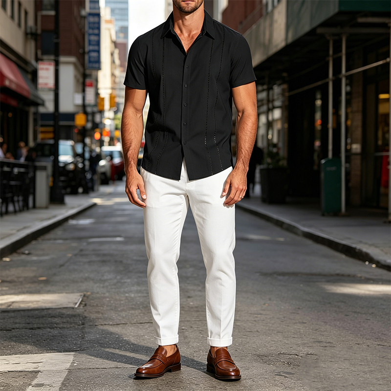 Mivanity Casual Button Down Cuban Guayabera Shirts