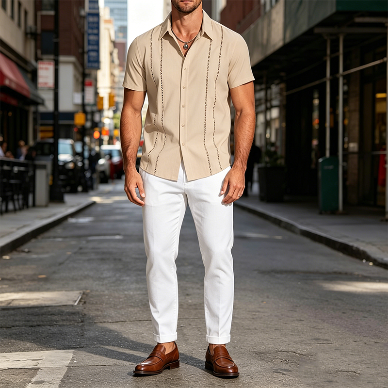 Mivanity Casual Button Down Cuban Guayabera Shirts