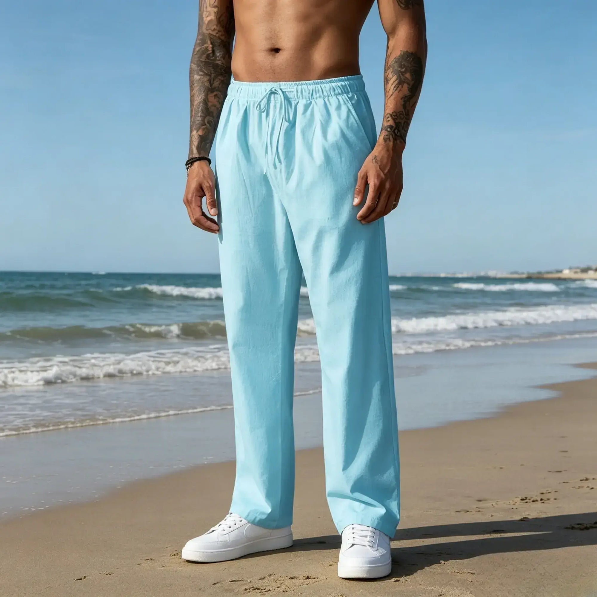 Mivanity Casual Loose Fit Cotton Linen Straight Pants