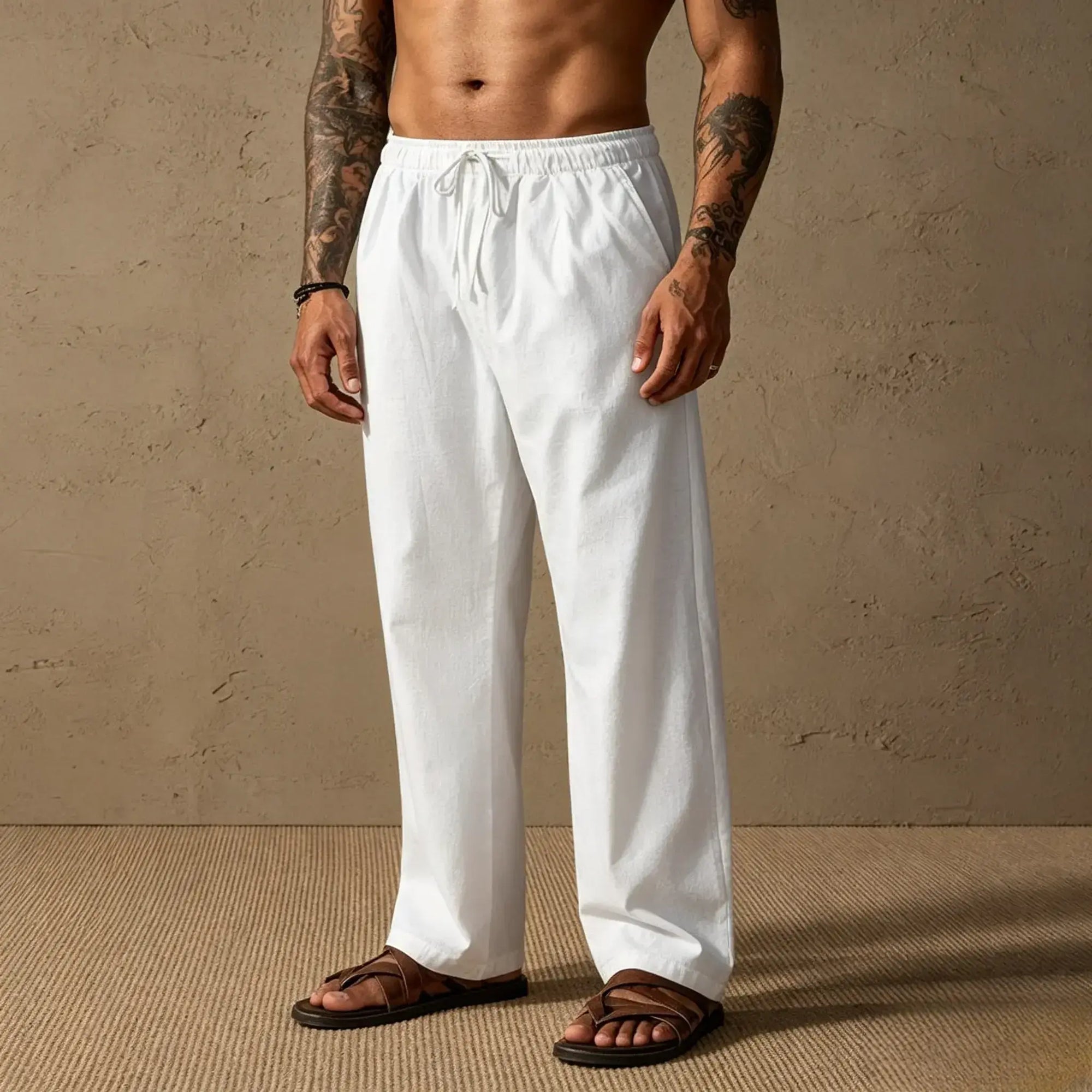Mivanity Casual Loose Fit Cotton Linen Straight Pants
