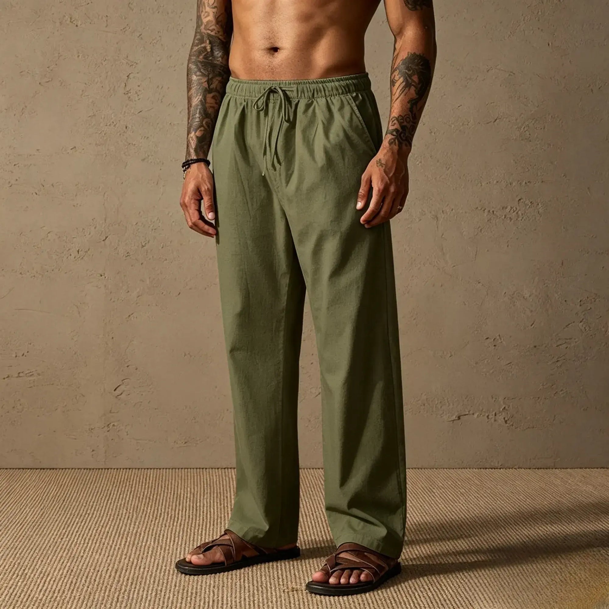 Mivanity Casual Loose Fit Cotton Linen Straight Pants