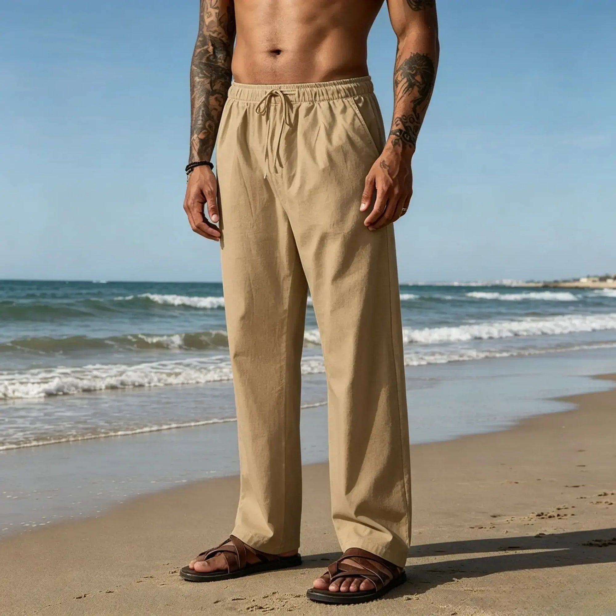 Mivanity Casual Loose Fit Cotton Linen Straight Pants