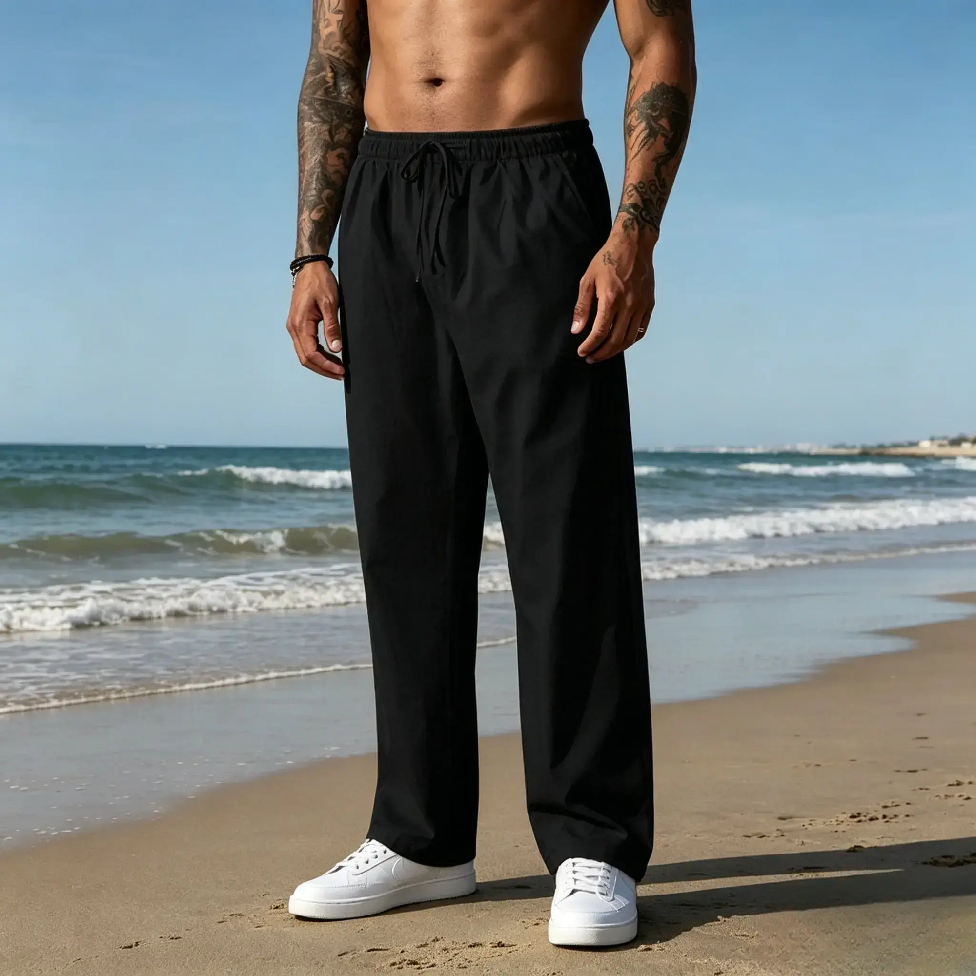 Mivanity Casual Loose Fit Cotton Linen Straight Pants