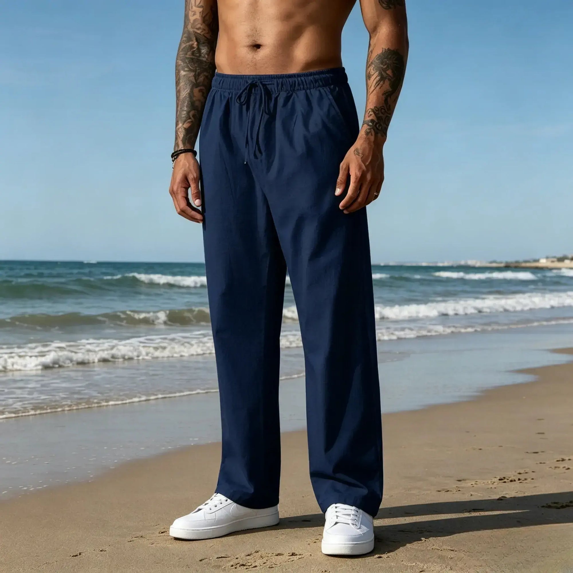 Mivanity Casual Loose Fit Cotton Linen Straight Pants
