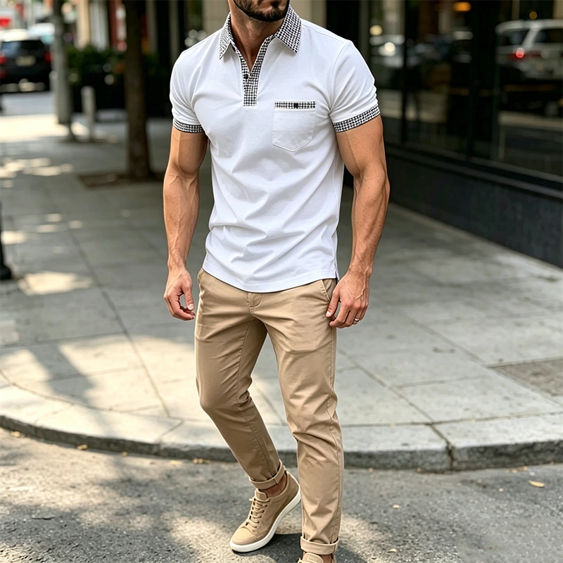 Mivanity Casual Plaid Collar Polo Shirts