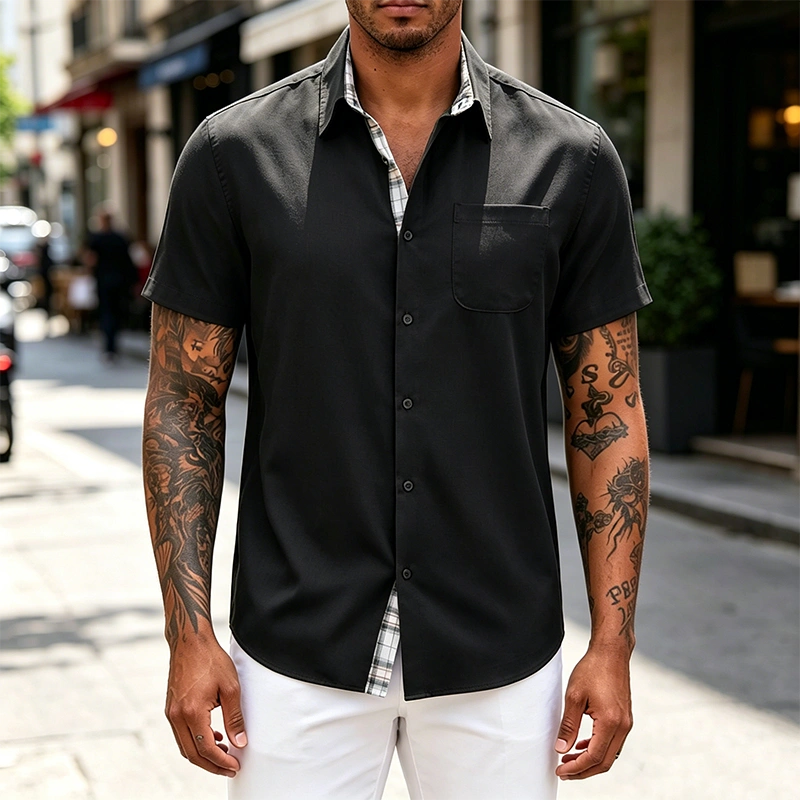 Mivanity Casual Plaid Splicing Shirts