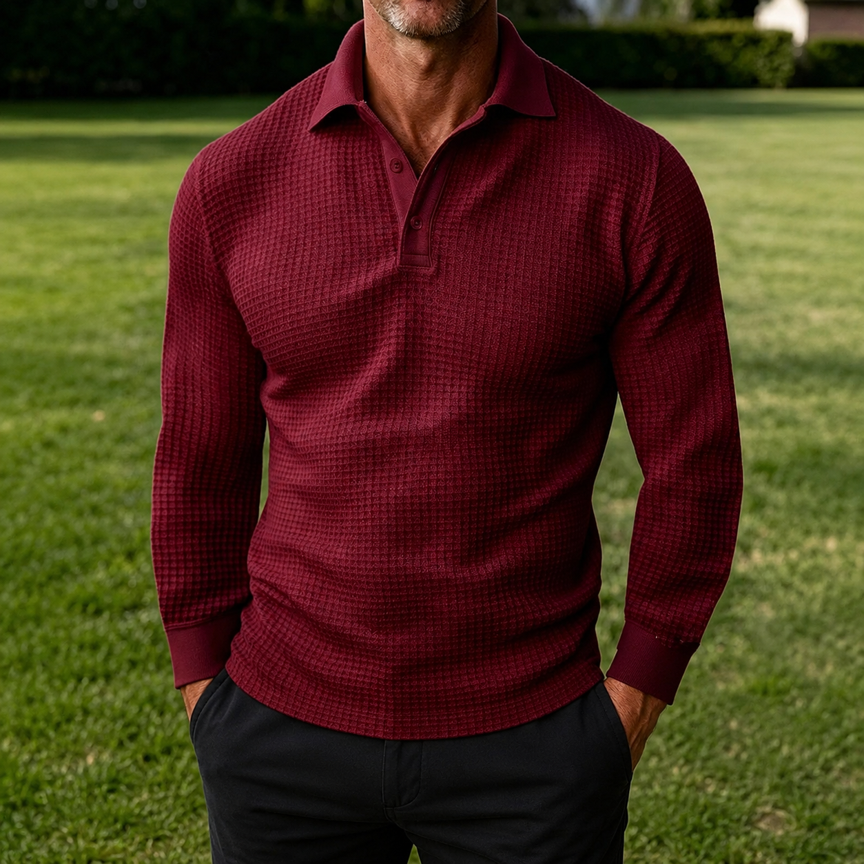 Mivanity Casual Regular Fit Waffle Polo Shirts