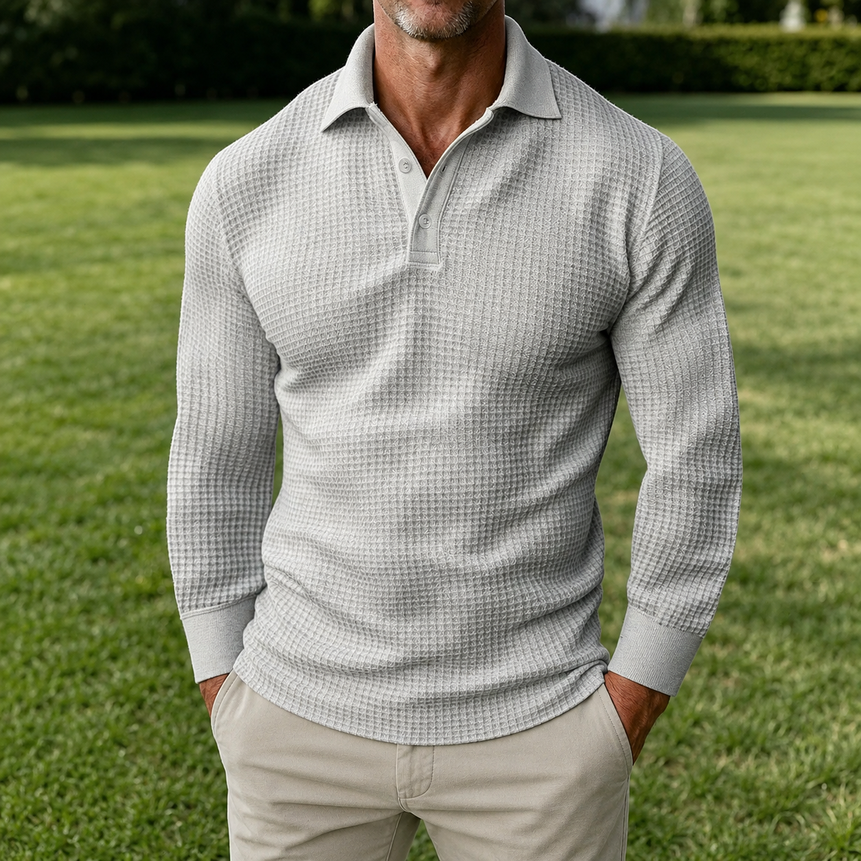 Mivanity Casual Regular Fit Waffle Polo Shirts