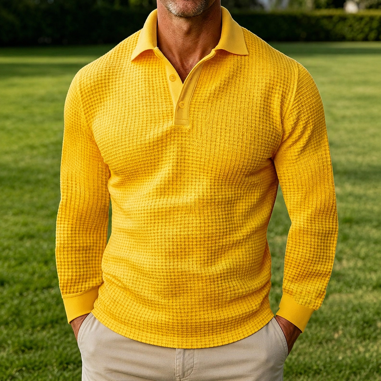 Mivanity Casual Regular Fit Waffle Polo Shirts