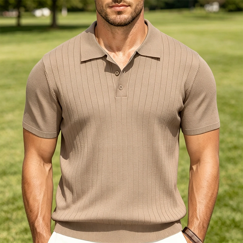 Mivanity Casual Ribbed Knitted Polo Shirts